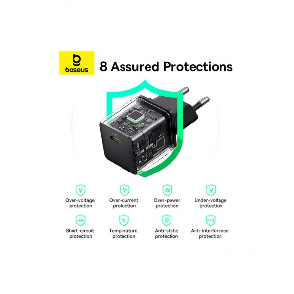 Зарядний пристрій Baseus Palm Fast Charger 1C 30W + Cable 1.0m Type-C 60W black (P10111605113-01)