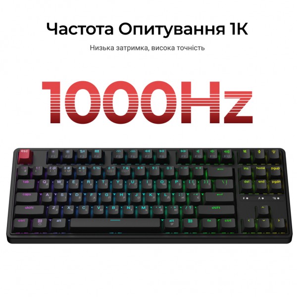 Клавіатура Keychron C3 Max Super Red Switch RGB Wireless/Bluetooth/USB UA Black (C3M-H1-UA)