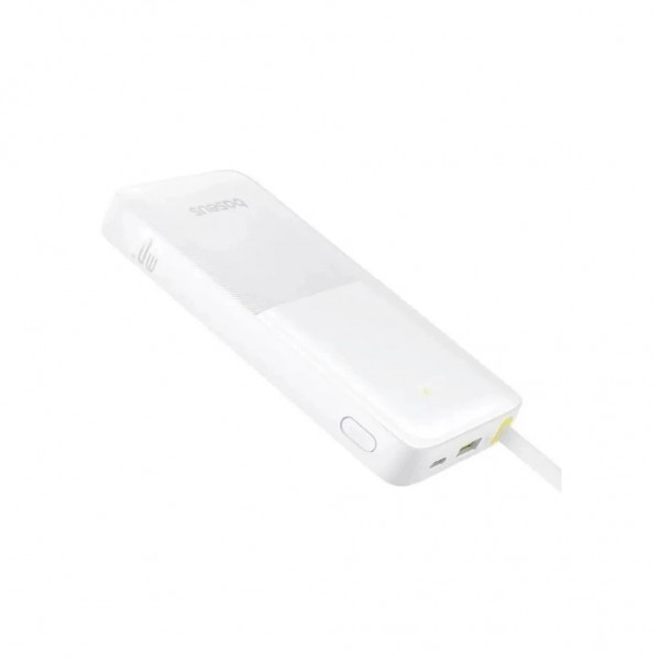 Батарея універсальна Baseus Bipow 2 Digital Display 10000mAh 20W with Built-in USB-C Cable White (P10077101213-00)