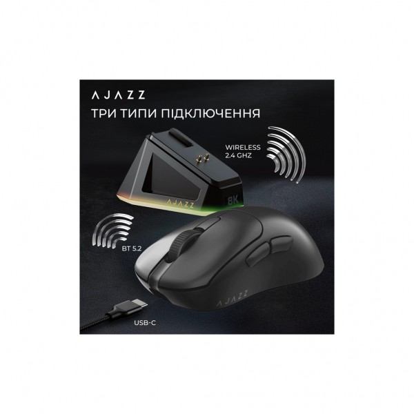 Мишка Ajazz AJ179PRO Wireless/Bluetooth/USB Charging Dock Black (AJ179-PRO-B)