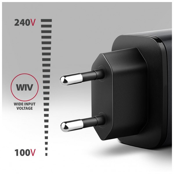 Зарядний пристрій AXAGON 1xUSB-C PD67W + 1xUSB QC4+ PPS display gray (ACU-PQ67D)