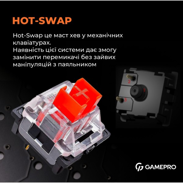 Клавіатура GamePro MK180B Hot-Swap Red Swich RGB USB UA Black (MK180B)