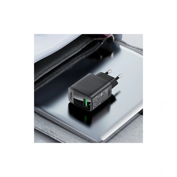 Зарядний пристрій Acefast A90 USB QC3.0 18W GaN black (6974316283249)