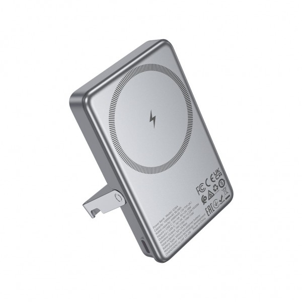 Батарея універсальна HOCO 10000mAh Sunlight PD/20W Magnetic with stand Metal Grey (Q36A / 714987)