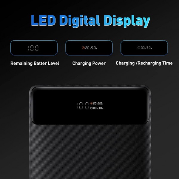 Батарея універсальна Baseus Blade Digital Display 20000mAh PD/100W, Black (PPDGL-01, PPBLD100-S) (PPBL000201 / PPBLD100-X)
