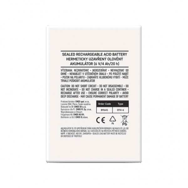 Батарея до ДБЖ EMOS B9641 AGM 6V 4Ah fast 4,7mm (B9641)