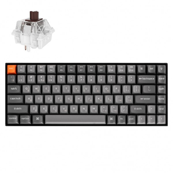 Клавіатура Keychron K2 Max K Super Brown Hot-Swap QMK Wireless/Bluetooth/USB-А UA Black (K2M-J3-UA)