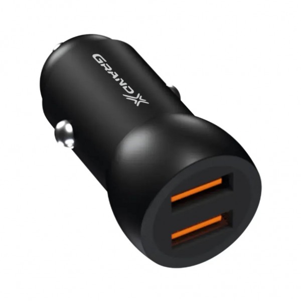 Зарядний пристрій Grand-X car 12-24V Black 2USB 5V/2.4A (CH-26/CH-26B)