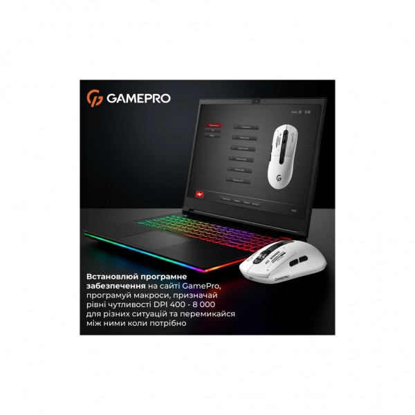Мишка GamePro Genesis Winner Wireless/Bluetooth/USB White (GM079W)