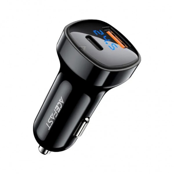 Зарядний пристрій Acefast 2xUSB 66W (USB-C + USB-A) B4 with digital display (6974316280392)