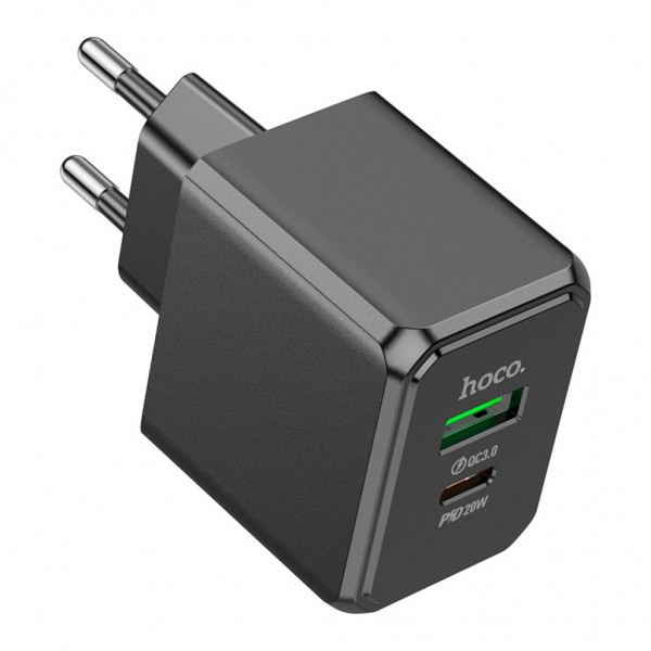 Зарядний пристрій HOCO CS14A Ocean 1xUSB-C PD20W + 1xUSB QC3.0 Black (6942007603898)