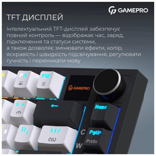 Клавіатура GamePro Asgard Valhalla Pro MK160B-D-Pro Rainy Switch Wireless/Bluetooth/USB UA Black (MK160B-D-Pro)