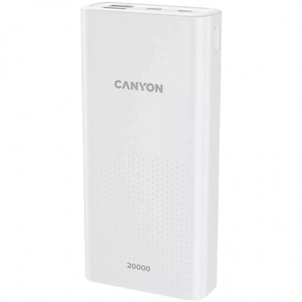 Батарея універсальна Canyon 20000mAh, Input 5V/2A, Output 5V/2.1A(Max), White (CNE-CPB2001W)