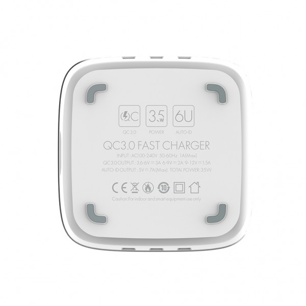 Зарядний пристрій ColorWay 6USB (1QC3.0 + 5 AUTO ID) 7A (35W) white (CW-CHS019Q-WT)