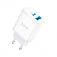 Зарядний пристрій HOCO C105A Stage 1xUSB-C PD20W + 1xUSB QC3.0 White (6931474782946)