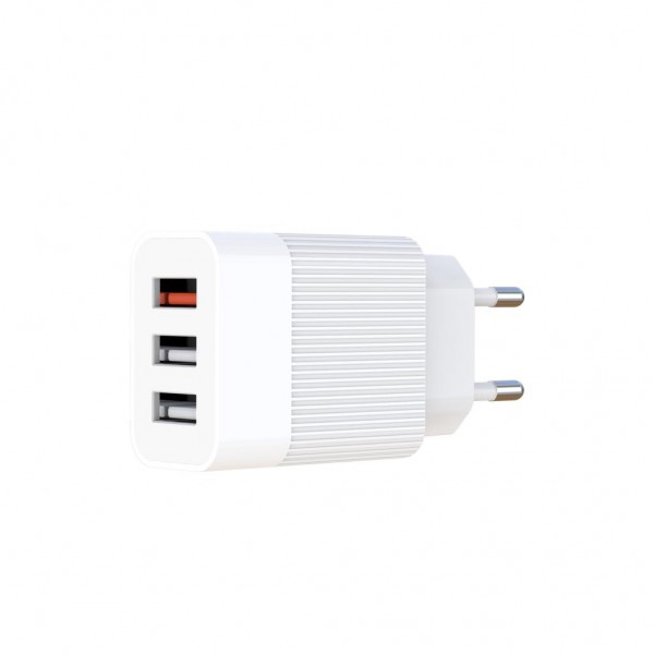 Зарядний пристрій XO QC 3.0 L72 30W (18W/1USB + 2.4A/2 USB) + cable Lightning White (XO-L72i-WH)