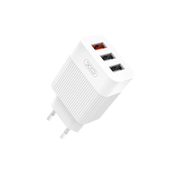 Зарядний пристрій XO QC 3.0 L72 30W (18W/1USB + 2.4A/2 USB) + cable Lightning White (XO-L72i-WH)