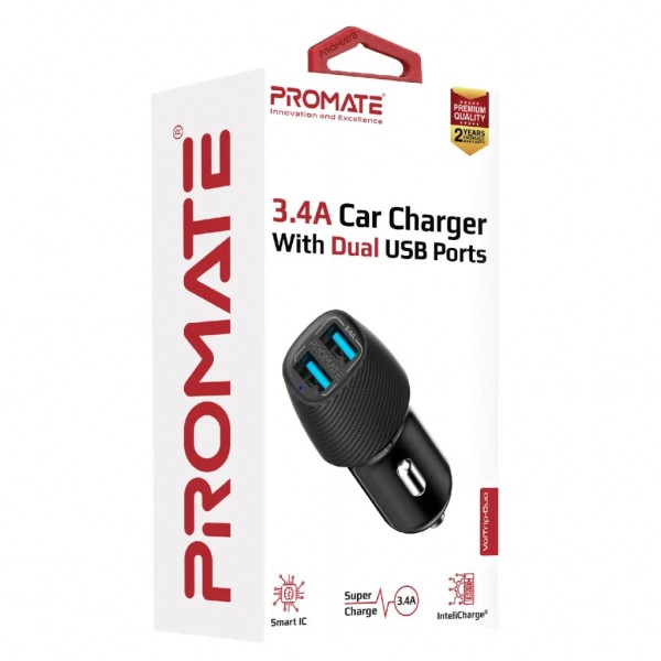 Зарядний пристрій Promate 17W 2xUSB (voltrip-duo.black)