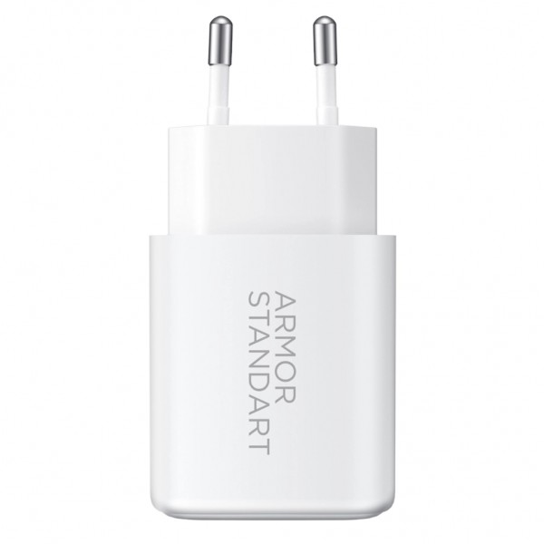 Зарядний пристрій Armorstandart 1xUSB-C PD25W + 1xUSB QC3.0 GaN white (ARM87066)