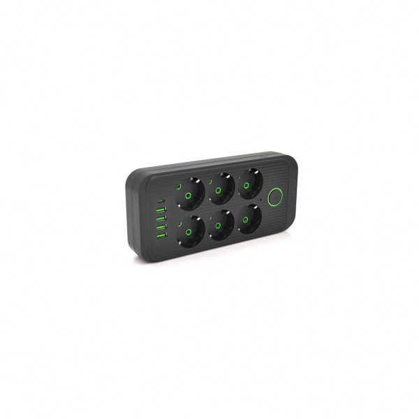 Мережевий фільтр живлення Voltronic F06U, 6 роз EU, 4USB Black (F06U-Black)