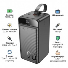 Батарея універсальна HOCO 90000mAh Element PD/20W, QC/FCP/SCP/AFC/22.5W, LCD, LED Lamp Black (J123D / 714778)