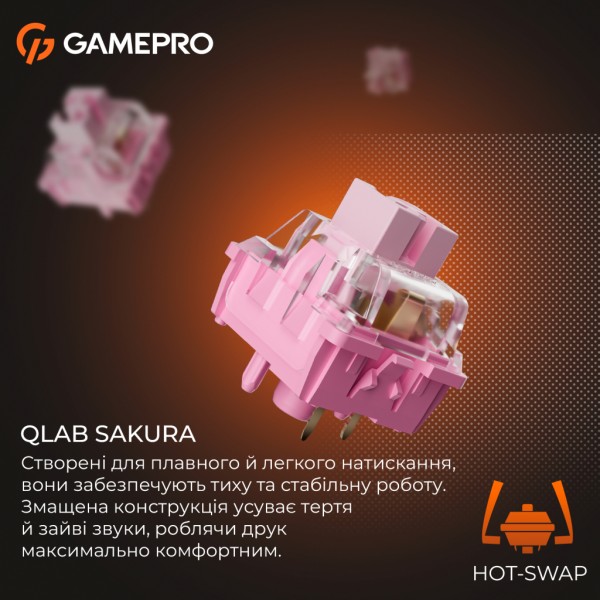 Клавіатура GamePro MK160 V2 Warden QLAB Sakura Linear RGB USB UA Black (MK160-V2-B-QS)