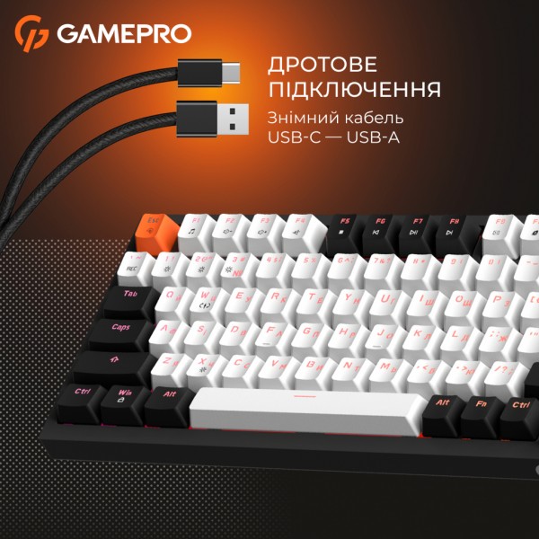 Клавіатура GamePro MK160 V2 Warden QLAB Sakura Linear RGB USB UA Black (MK160-V2-B-QS)