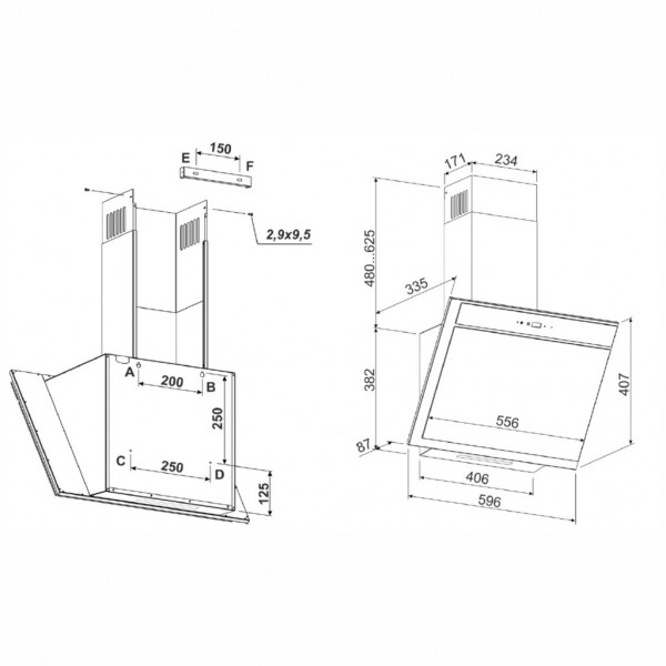 Витяжка кухонна Eleyus KREON 1200 LED 60 IS+BL