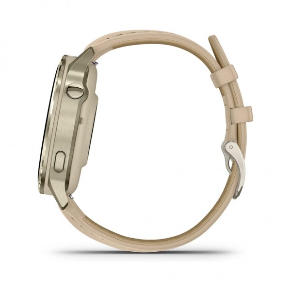 Смарт-годинник Garmin Venu 4 (41mm), Beige w/ Lunar Gold + Leather, GPS смарт-годинник (010-03013-03)