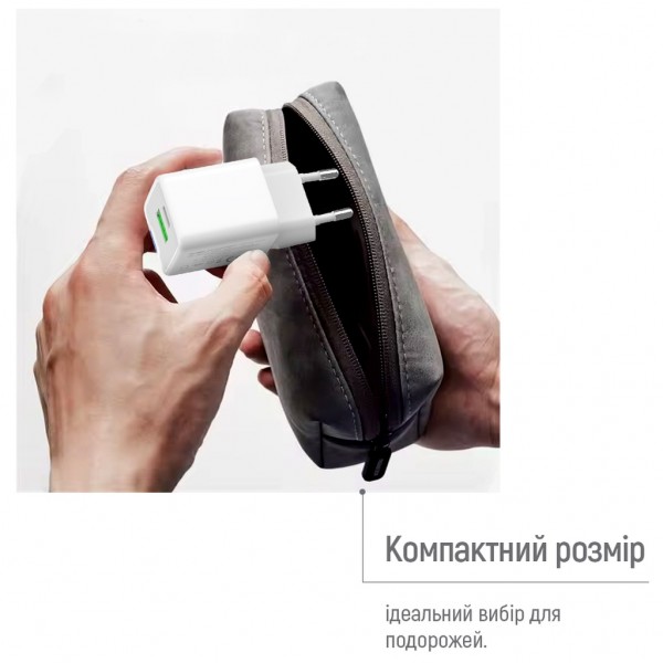 Зарядний пристрій ColorWay C101A GaN Mini 20W PD PPS USB-C + USB-A QC4.0 + cable USB-C to USB-C black (CW-CHS062PDC-WT)