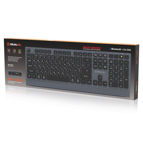 Клавіатура REAL-EL RK-715W Wireless/Bluetooth Black/Gray (EL123100051)
