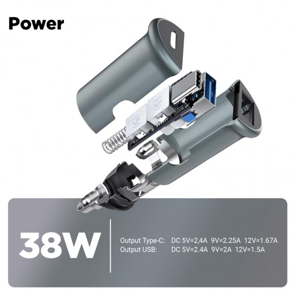 Зарядний пристрій Armorstandart USB Type-C PD20W + USB QC 3.0 Grey + cable USB-C (ARM82461)