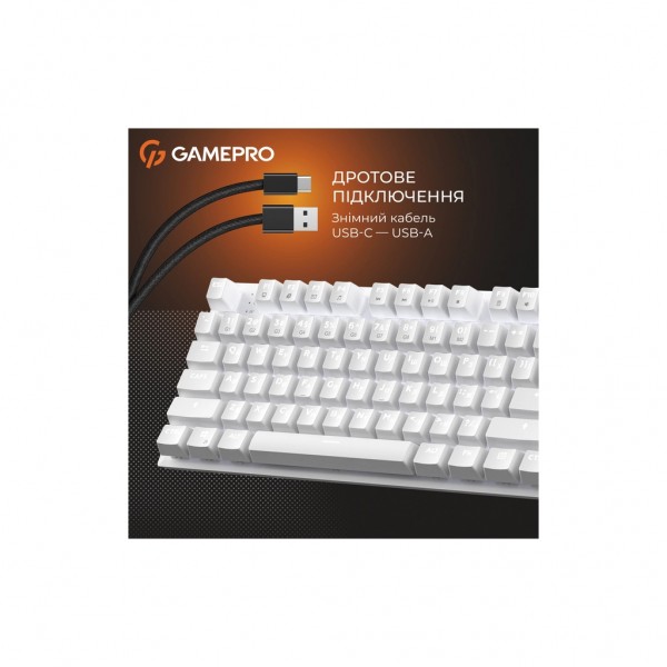 Клавіатура GamePro Genesis Joker MK124W Outemu Red Switch USB UA White (MK124W)