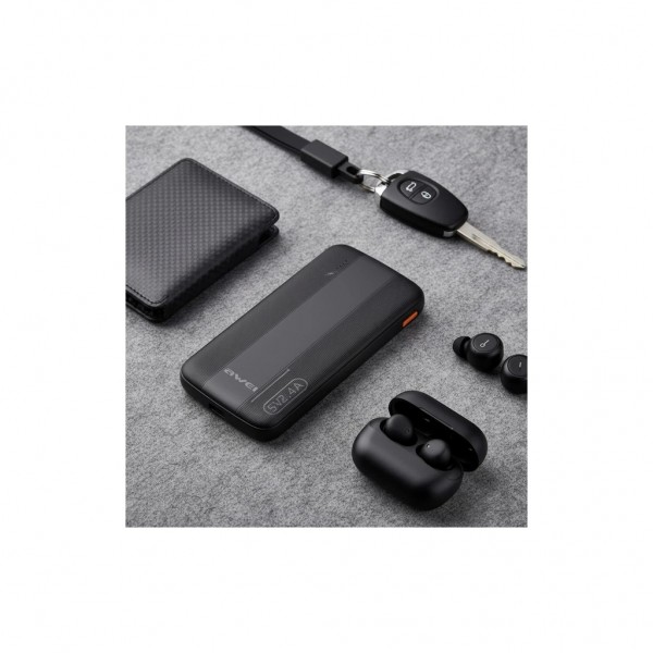 Батарея універсальна AWEI 10000mAh P20K, 12W, Black (6954284009744)