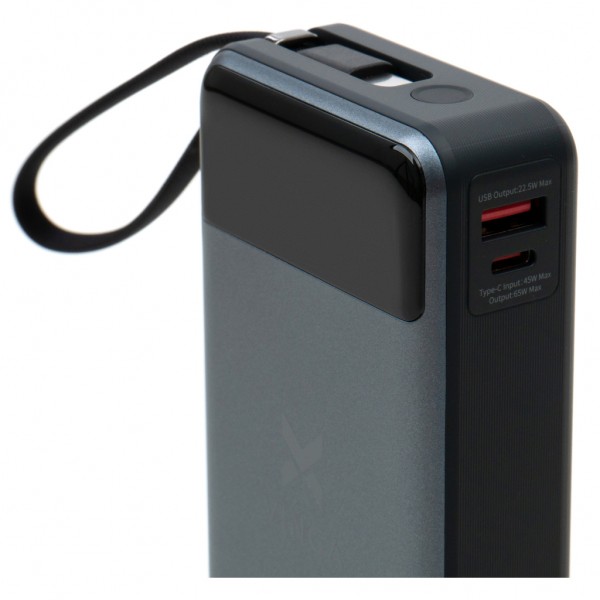 Батарея універсальна Vinga 20000 mAh 65W Display USB-C Cable Grey (VPBB2065C)