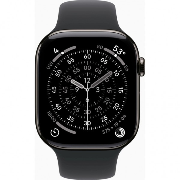 Смарт-годинник Apple Watch Series 11 GPS + Cellular 46mm Slate Titanium Case with Black Sport Band - S/M (MFD14RK/A)