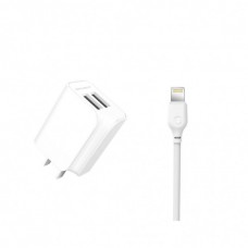 Зарядний пристрій XO L35D 2USB / 2.1А + Lightning white (XO-L35-LGHT)