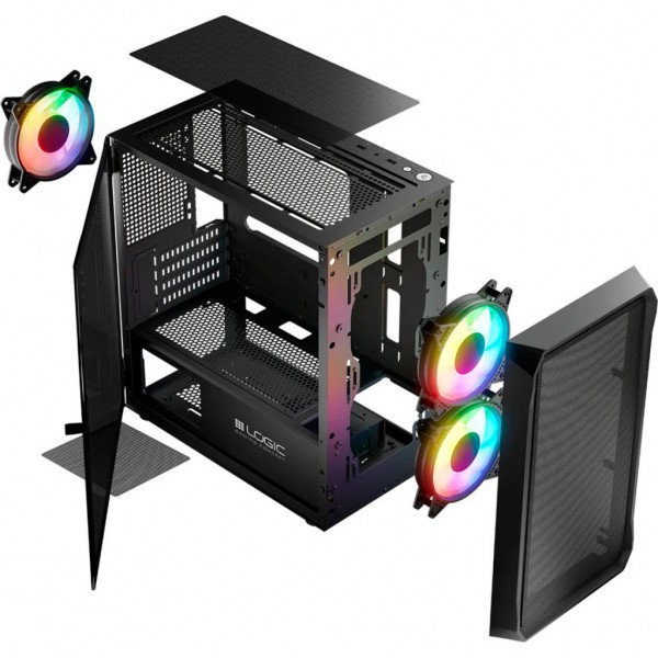 Корпус для ПК Logic concept PORTOS MESH+GLASS ARGB fans 3x120mm BLACK (AM-PORTOS-10-0000000-0002)