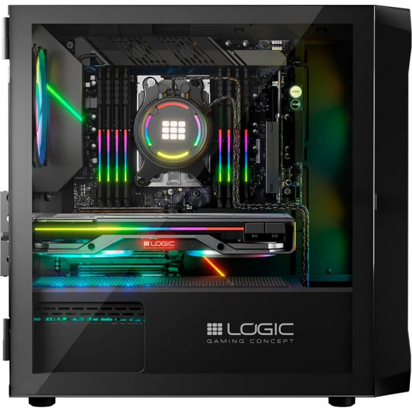 Корпус для ПК Logic concept PORTOS MESH+GLASS ARGB fans 3x120mm BLACK (AM-PORTOS-10-0000000-0002)