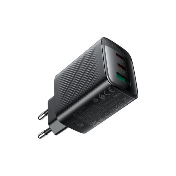 Зарядний пристрій Acefast 2xUSB-C + 1xUSB 67W GaN black (6974316284048)
