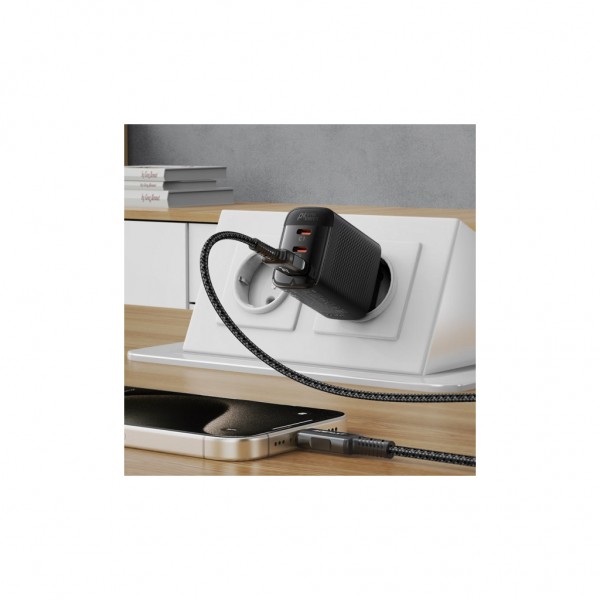 Зарядний пристрій Acefast 2xUSB-C + 1xUSB 67W GaN black (6974316284048)