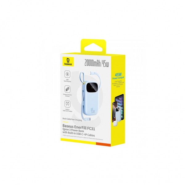 Батарея універсальна Baseus EnerFill FC31 Qpow 3 20000mAh 45W PD/3.0 QC/4.0 Blue (E0028D03)