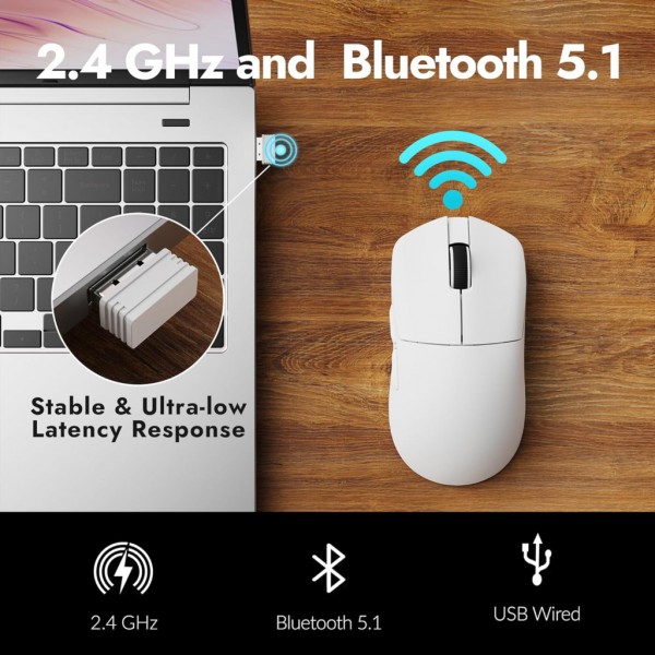Мишка Lemokey G1 USB-A/USB-C/Wireless 8K White (G1-A2)