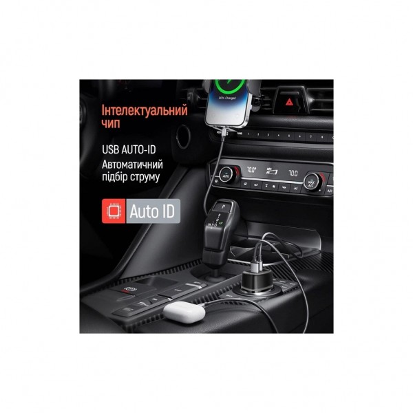 Зарядний пристрій ColorWay USB-C PD65W + USB QC3.0 car adapter (CW-CHA068PD-BK)