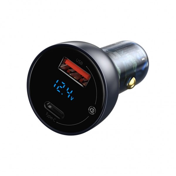 Зарядний пристрій Baseus USB + USB-C QC3.0 65W Particular Digital Display gray (CCKX-C0G)