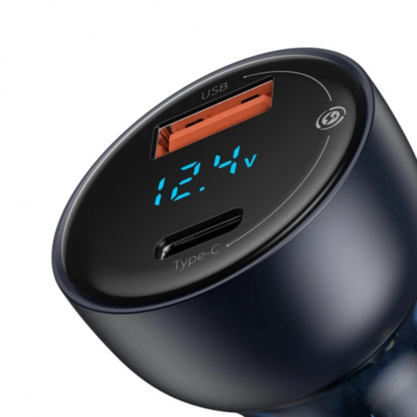 Зарядний пристрій Baseus USB + USB-C QC3.0 65W Particular Digital Display gray (CCKX-C0G)