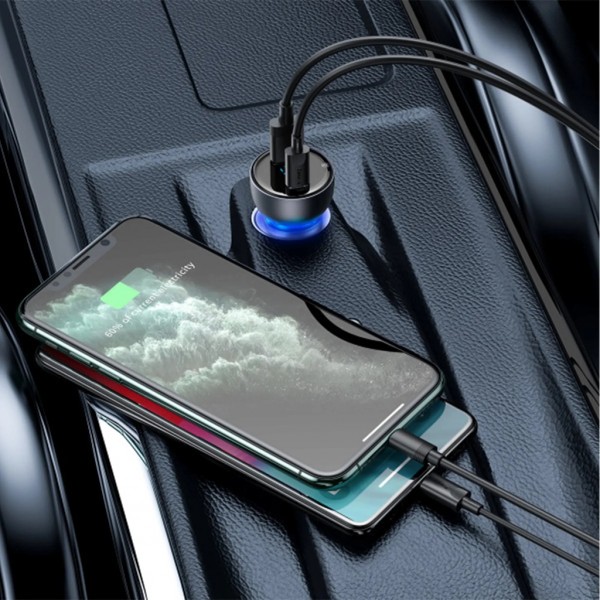 Зарядний пристрій Baseus USB + USB-C QC3.0 65W Particular Digital Display gray (CCKX-C0G)