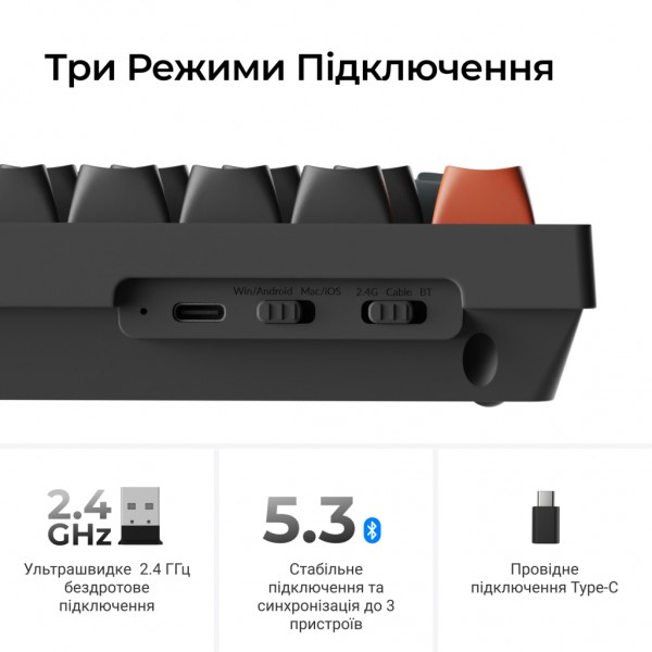 Клавіатура Keychron V1 Ultra Keychron Red Switch RGB UA Black (V1U-D1-UA)