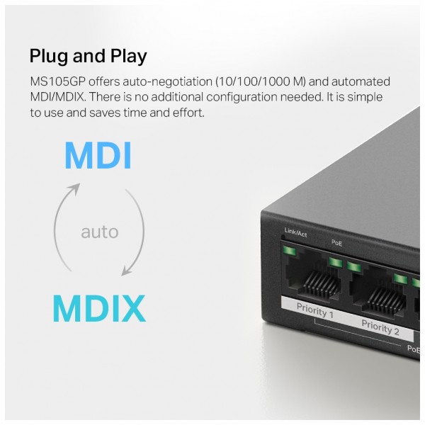 Комутатор мережевий Mercusys MS105GP