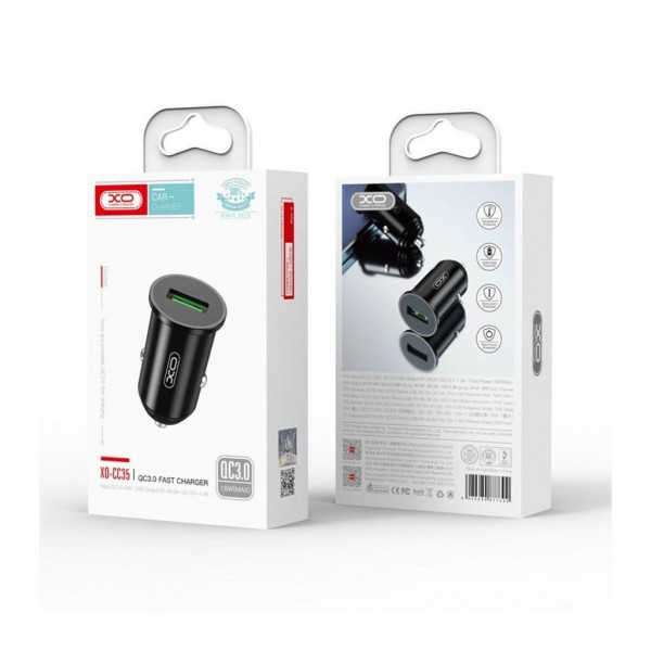 Зарядний пристрій XO QC 3.0 CC35 18W/1USB Black (XO-CC35-BK)